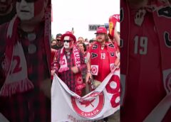 Canada supporters rally ahead of Canada’s match against Morocco in Houston